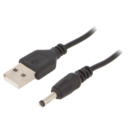Cablu; USB A mufă,DC 3,5/1,00 mufă; negru; 1,8m