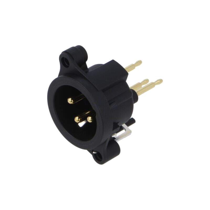 Conector: XLR; soclu; tată; PIN: 3; drept; THT; neagră; 6A