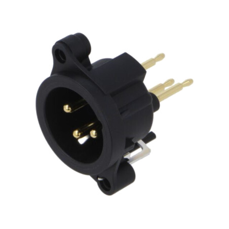 Conector: XLR; soclu; tată; PIN: 3; drept; THT; neagră; 6A