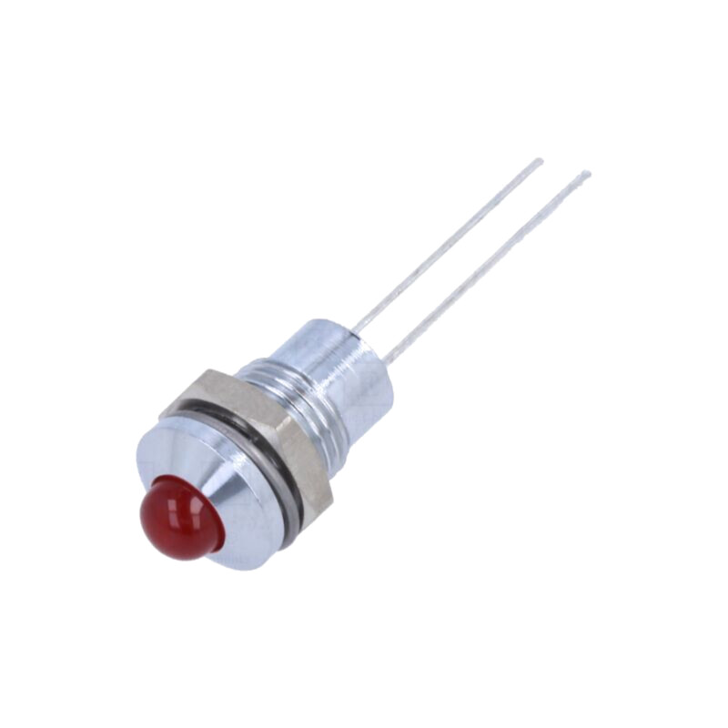 Lampă de control: LED; convex; roşie; 2VDC; Ø8mm; IP40; 2pin; metal Lampă de control: LED; convex; roşie; 2VDC; Ø8mm; IP40; 2pin; metal