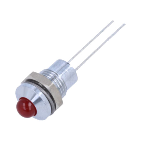 Lampă de control: LED; convex; roşie; 2VDC; Ø8mm; IP40; 2pin; metal