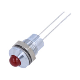 Lampă de control: LED; convex; roşie; 2VDC; Ø8mm; IP40; 2pin; metal