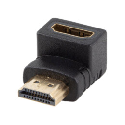 Adapter; HDMI socket,HDMI plug 90° up/down; HDMI 2.0; black; PVC