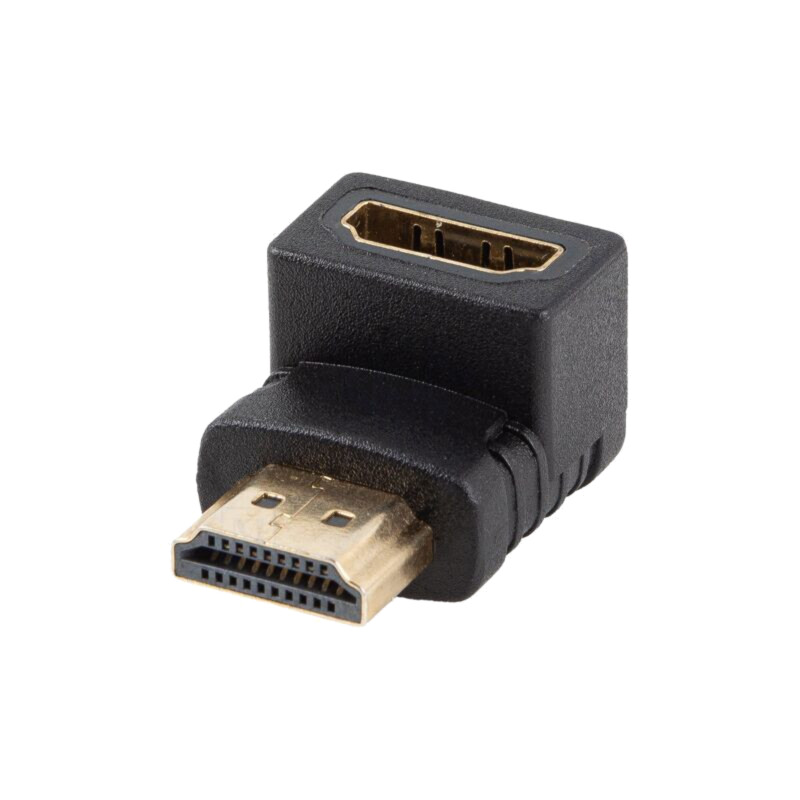 Adapter; HDMI socket,HDMI plug 90° up/down; HDMI 2.0; black; PVC Adapter; HDMI socket,HDMI plug 90° up/down; HDMI 2.0; black; PVC