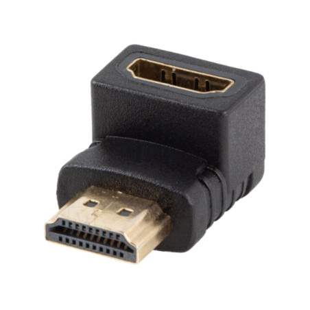 Adapter; HDMI socket,HDMI plug 90° up/down; HDMI 2.0; black; PVC