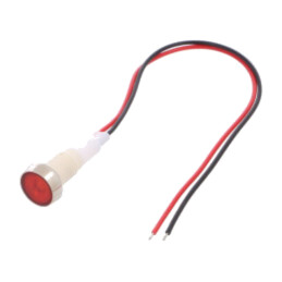 Lampă de control: LED; plată; roşie; 24VDC; 24VAC; Ø10mm; cabluri