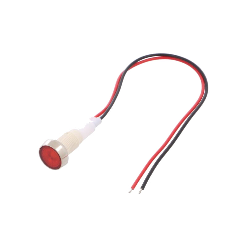 Lampă de control: LED; plată; roşie; 24VDC; 24VAC; Ø10mm; cabluri Lampă de control: LED; plată; roşie; 24VDC; 24VAC; Ø10mm; cabluri