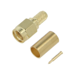 Conector: SMA; mufă; tată; drept; 50Ω; lipire,crimpat; PTFE; aurit