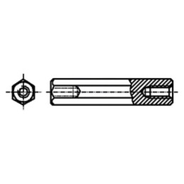 Piuliţă-distanţieră filetată; 40mm; Filet int: M8; hexagonală