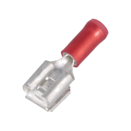Terminal: plat; 6,3mm; 0,8mm; mamă/tată; 0,3÷1,5mm2; crimpat; roşie