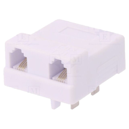 Adaptor; RJ11 soclu x2,WT4 mufă; în unghi 90°