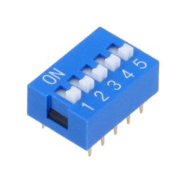 Comutator: DIP-SWITCH; Număr secţiuni: 5; OFF-ON; 0,025A/24VDC
