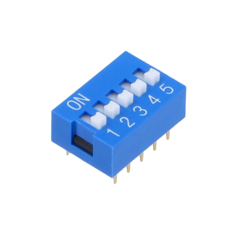 Comutator: DIP-SWITCH; Număr secţiuni: 5; OFF-ON; 0,025A/24VDC