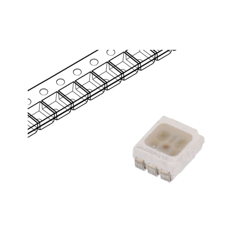LED; RGB; SMD; 3528,PLCC6; 1,8÷2,4/2,7÷3,6/2,7÷3,6VDC; 120°; 20mA LED; RGB; SMD; 3528,PLCC6; 1,8÷2,4/2,7÷3,6/2,7÷3,6VDC; 120°; 20mA