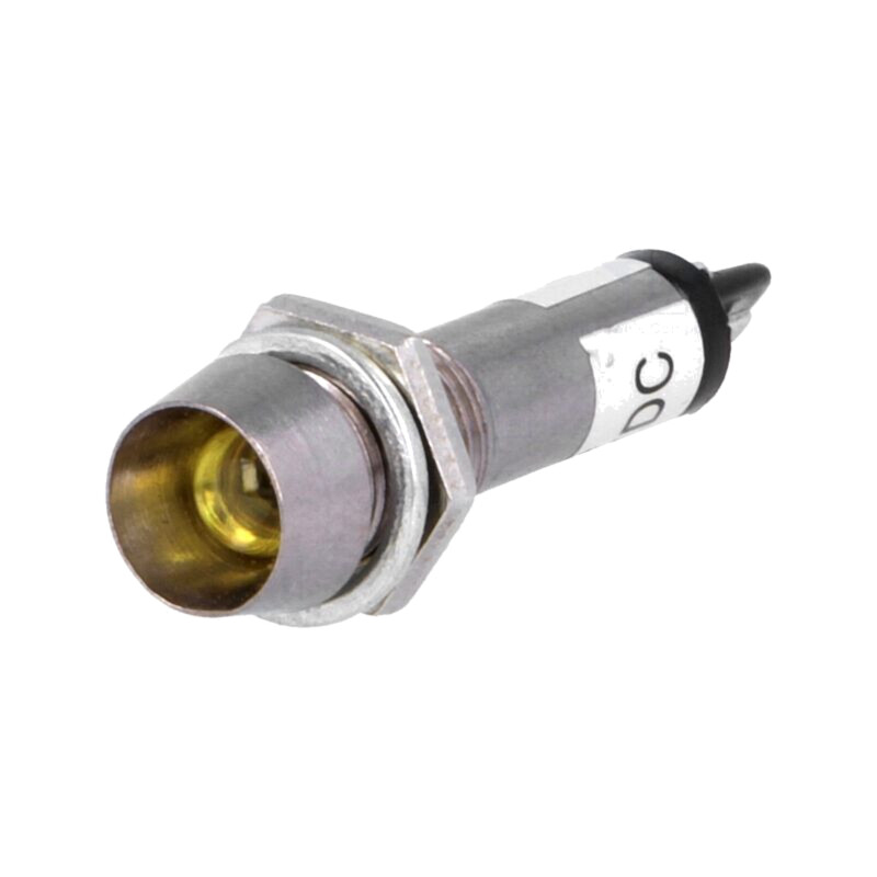 Lampă de control: LED; concav; galbenă; 12VDC; Ø8,2mm; IP40; metal