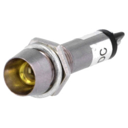 Lampă de control: LED; concav; galbenă; 12VDC; Ø8,2mm; IP40; metal