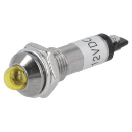 Lampă de control: LED; convex; galbenă; 12VDC; Ø8,2mm; IP40; metal