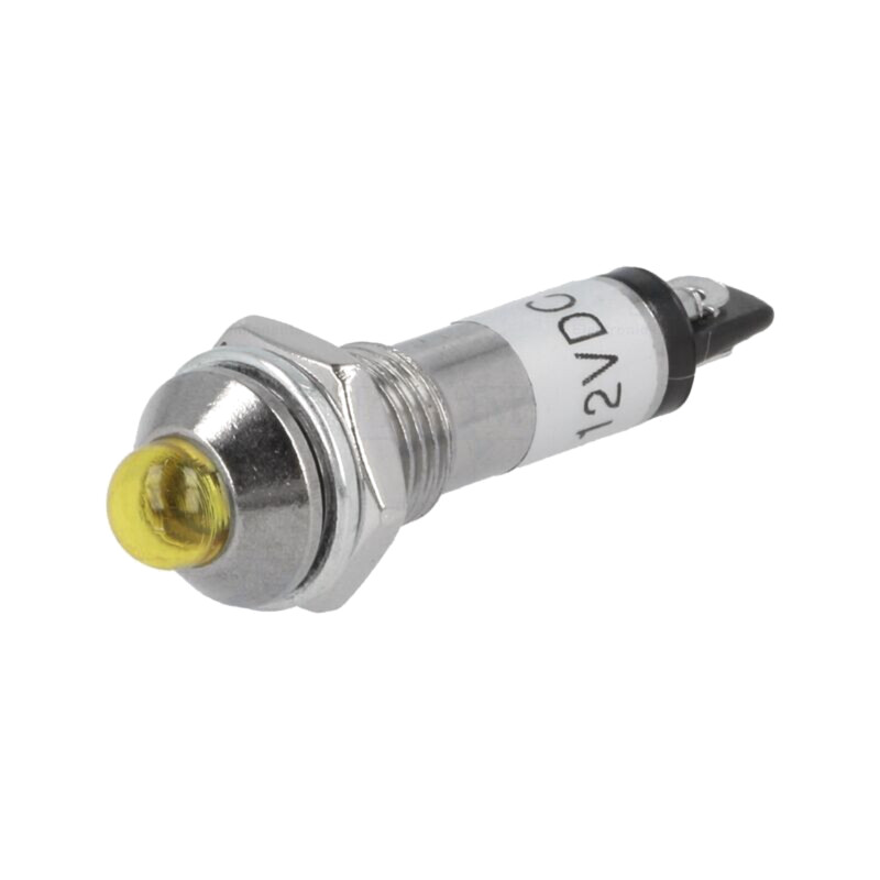 Lampă de control: LED; convex; galbenă; 12VDC; Ø8,2mm; IP40; metal Lampă de control: LED; convex; galbenă; 12VDC; Ø8,2mm; IP40; metal