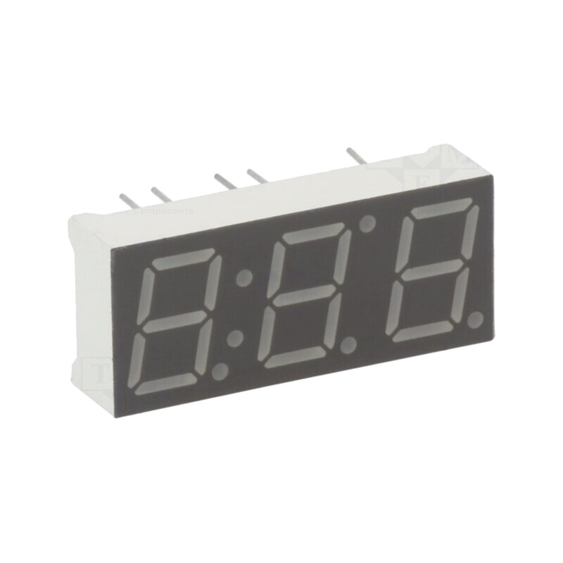 Afişaj: LED; cu 7 segmente; 10mm; 0,39"; Nr.car: 3; roşie; 35÷70mcd