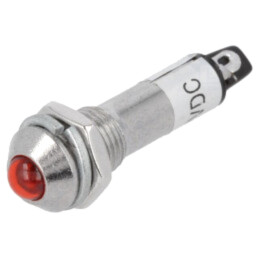 Lampă de control: LED; convex; roşie; 12VDC; Ø8,2mm; IP40; pt.lipit