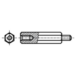 Manşon distanţier; 25mm; Filet int: M3; Filet ext: M3; hexagonală