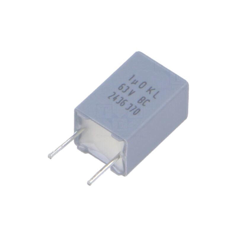 Condensator: cu poliester; 1uF; 40VAC; 63VDC; 5,08mm; ±10%; THT Condensator: cu poliester; 1uF; 40VAC; 63VDC; 5,08mm; ±10%; THT