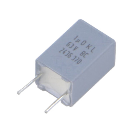 Condensator: cu poliester; 1uF; 40VAC; 63VDC; 5,08mm; ±10%; THT
