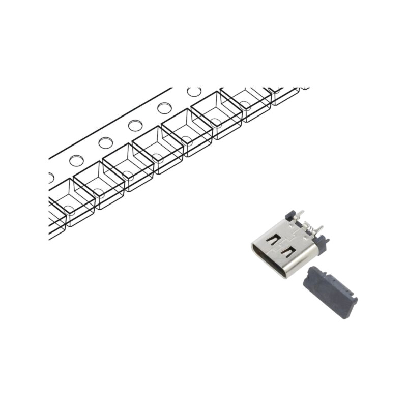 Conector: USB C; soclu; SMT; PIN: 16; verticală; top board mount Conector: USB C; soclu; SMT; PIN: 16; verticală; top board mount