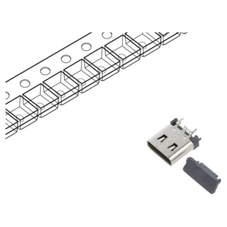 Conector: USB C; soclu; SMT; PIN: 16; verticală; top board mount
