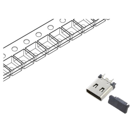 Conector: USB C; soclu; SMT; PIN: 16; verticală; top board mount