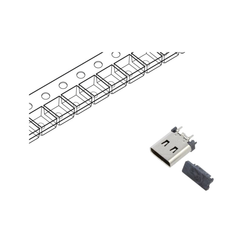 Conector: USB C; soclu; SMT; PIN: 16; verticală; top board mount Conector: USB C; soclu; SMT; PIN: 16; verticală; top board mount