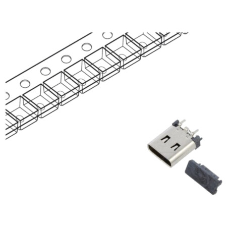 Conector: USB C; soclu; SMT; PIN: 16; verticală; top board mount