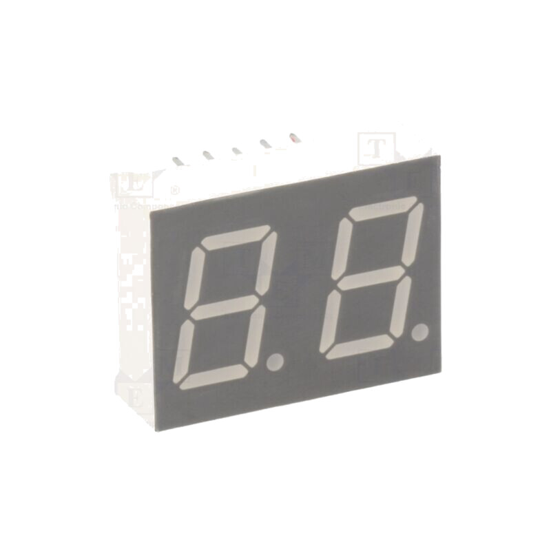 Afişaj: LED; cu 7 segmente; 12,7mm; 0,5"; Nr.car: 2; roşie; 40÷80mcd