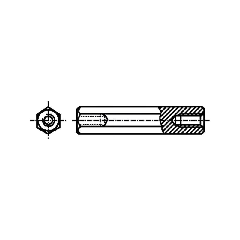 Piuliţă-distanţieră filetată; 38mm; Filet int: M4; hexagonală