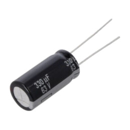 Condensator: electrolitic; THT; 330uF; 63VDC; Ø10x20mm; Raster: 5mm
