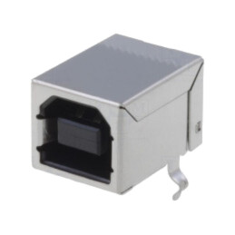 Conector: USB B; soclu; THT; în unghi 90°; USB 2.0; aurit