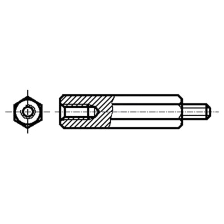 Manşon distanţier; 13mm; Filet int: M3; Filet ext: M3; hexagonală