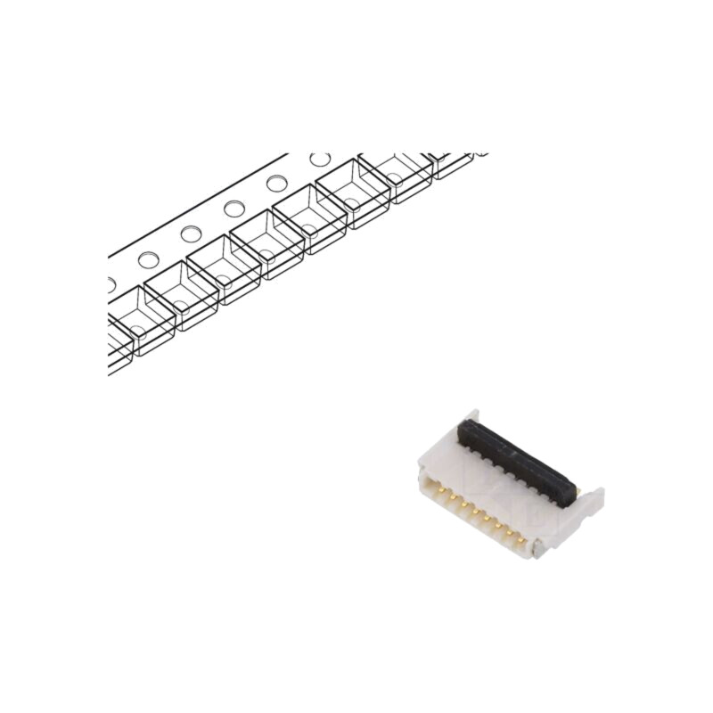 Conector: FFC/FPC; aurit; SMT; 500mA; 50V; FBH1; PIN: 8; Mat: LCP Conector: FFC/FPC; aurit; SMT; 500mA; 50V; FBH1; PIN: 8; Mat: LCP