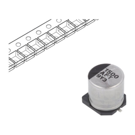 Condensator: electrolitic; low ESR; SMD; 1500uF; 10VDC; Ø10x10,2mm