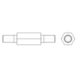 Piuliţă-distanţieră filetată; 10mm; Filet ext: M3; hexagonală