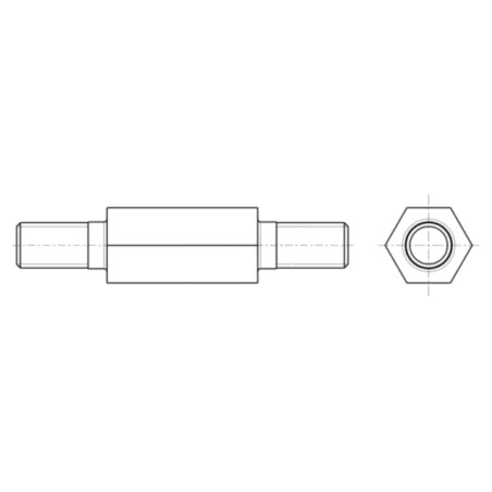 Piuliţă-distanţieră filetată; 10mm; Filet ext: M3; hexagonală