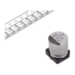 Condensator: electrolitic; low ESR; SMD; 220uF; 35VDC; Ø6,3x7,7mm