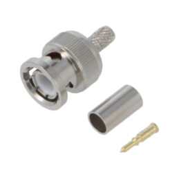 Conector: BNC; mufă; tată; drept; 50Ω; crimpat; RG58; pe cablu; PS