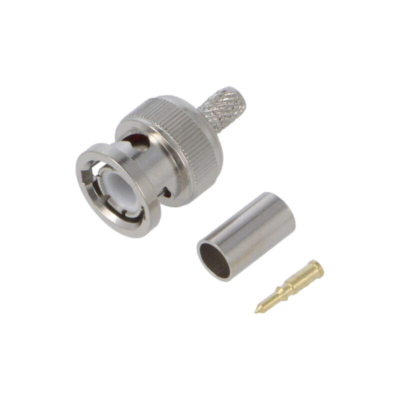 Conector: BNC; mufă; tată; drept; 50Ω; crimpat; RG58; pe cablu; PS