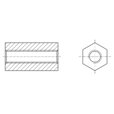 Piuliţă-distanţieră filetată; hexagonală; poliamidă; M3; UL94V-2