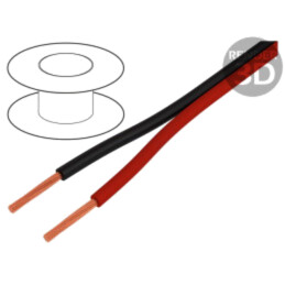 Cablu: cablu pt.difuzor; 2x0,5mm2; litat; CCA; negru-roşu; PVC