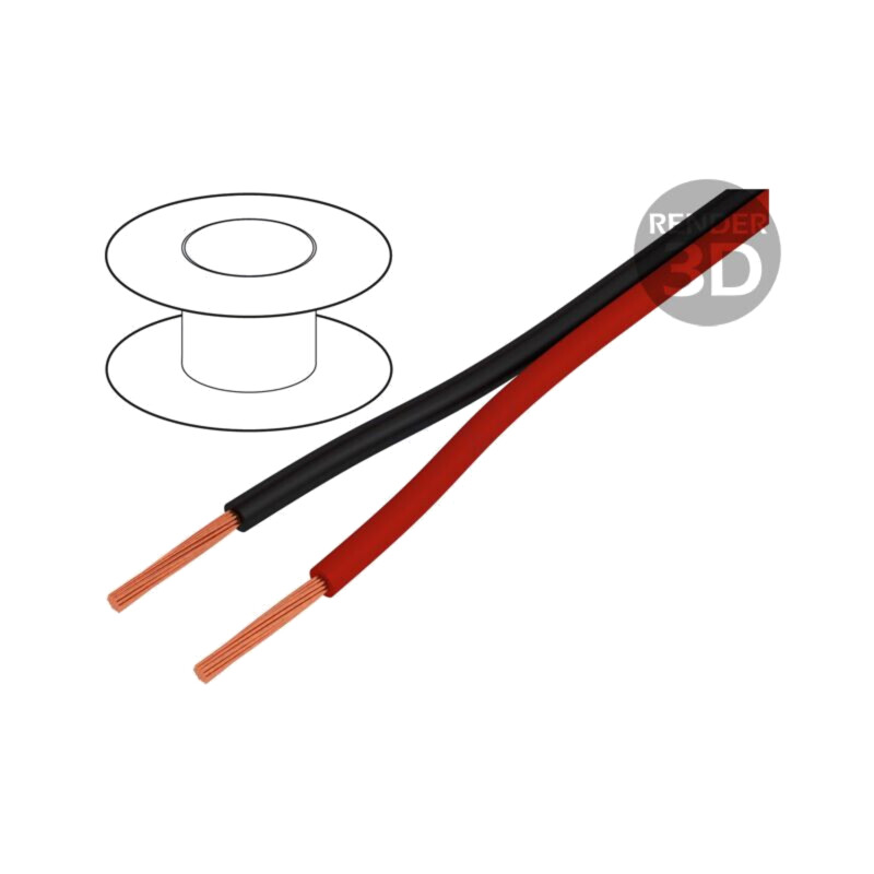 Cablu: cablu pt.difuzor; 2x0,5mm2; litat; CCA; negru-roşu; PVC Cablu: cablu pt.difuzor; 2x0,5mm2; litat; CCA; negru-roşu; PVC