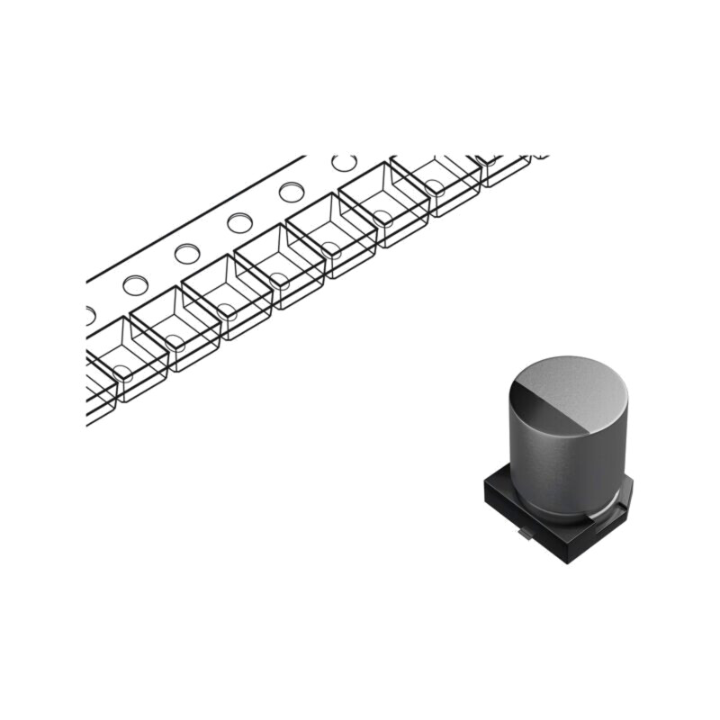 Condensator: electrolitic; low ESR; SMD; 22uF; 35VDC; Ø6,3x7,7mm Condensator: electrolitic; low ESR; SMD; 22uF; 35VDC; Ø6,3x7,7mm