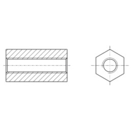 Piuliţă-distanţieră filetată; hexagonală; poliamidă; M3; UL94V-2