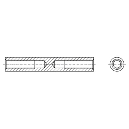 Piuliţă-distanţieră filetată; 4mm; Filet int: M3; cilindric